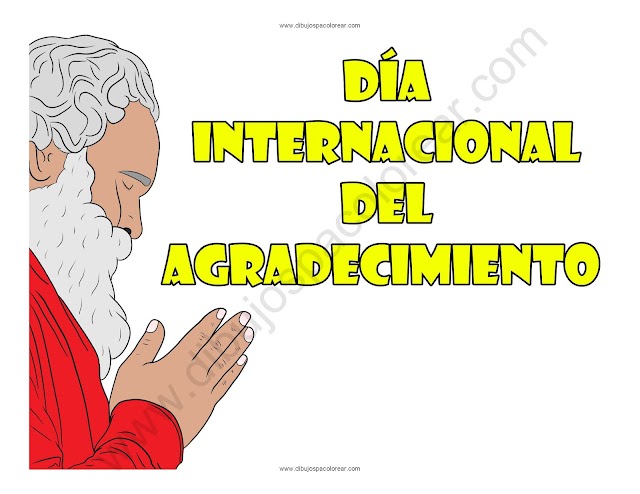 Día Internacional del agradecimiento dibujo a color y para colorear